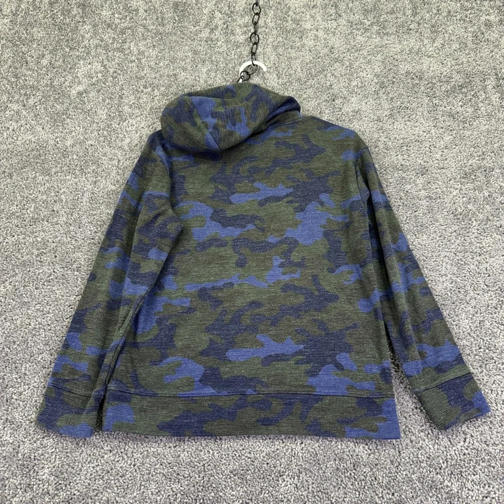 Gap Hoodie Kids XL Blue Camo Knit Pullover Kangaroo Pocket Sweatshirt Top